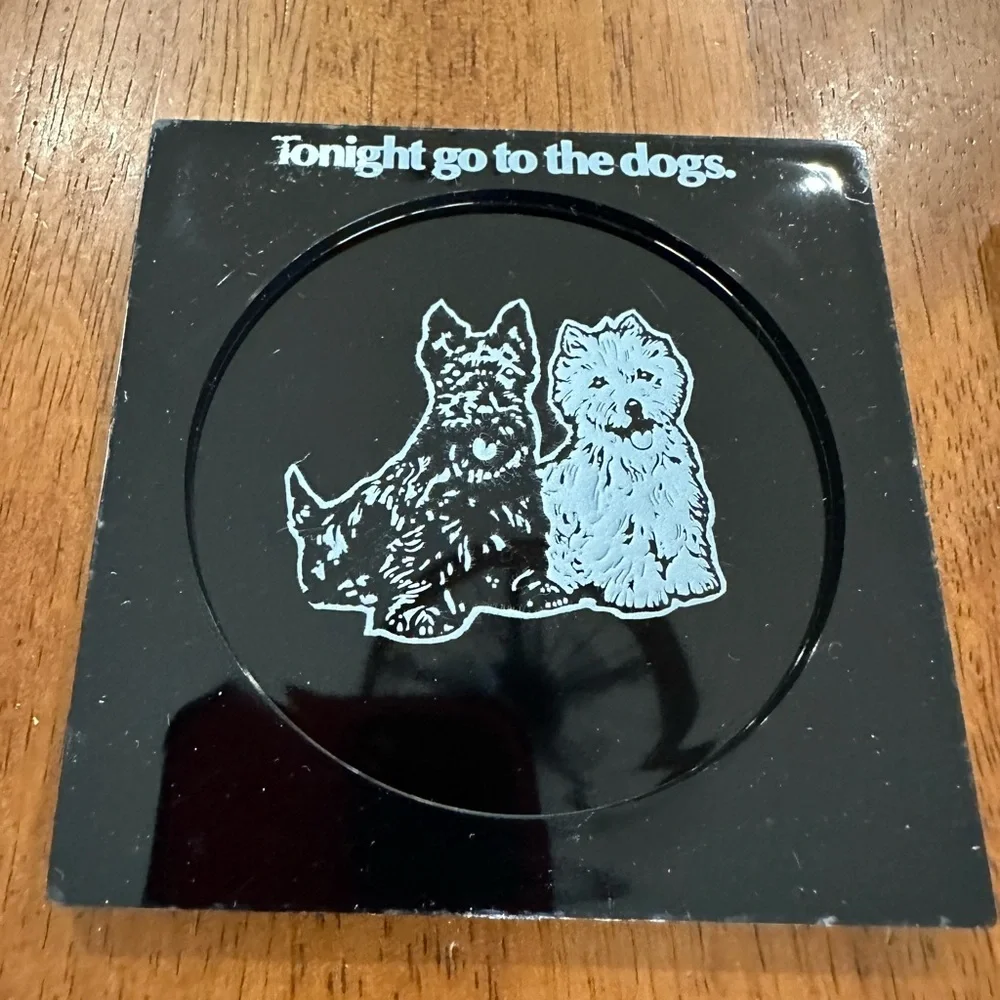 Vintage Black & White Scotch Whisky Scottie & Westie Dogs Coaster Set of 6